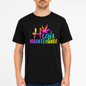 SHEIN Men's Small Graphic Tee High Maintenance Rainbow Print Black T-Shirt NWT